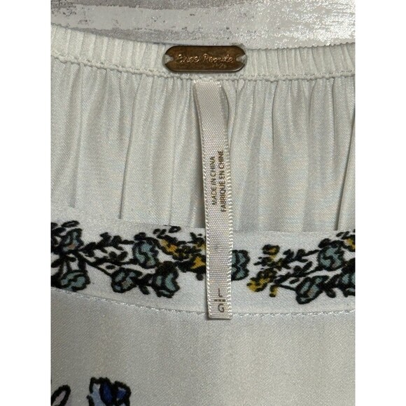 Free People Blue White Positano Print Peasant Floral Boho Blouse L/G, MSRP $128 - Picture 12 of 15